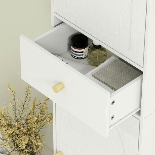 Wyld Haus Remodi Tall Bathroom Storage Cabinet With Arched Door Design White