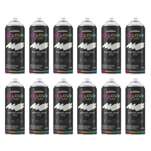 Colour Coat 12X Elegant Snow RAL 9012 Satin Spray Paint 400ml
