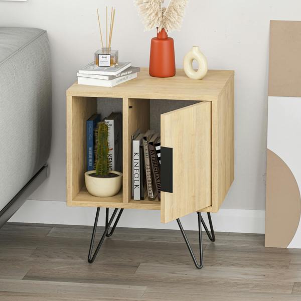 Decortie Glynn Modern Bedside Table with Metal Hairpin Legs Bedroom Nightstand with Storage 50.2cm