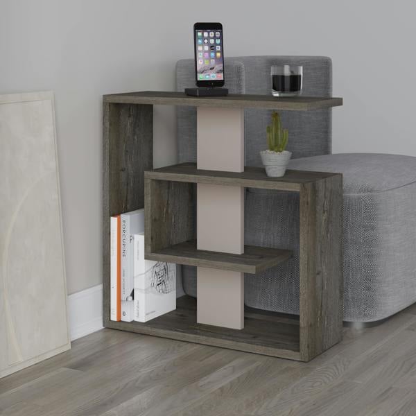 Decortie Saly Modern 3-Tier Compact Side Table with Storage Shelves 57cm