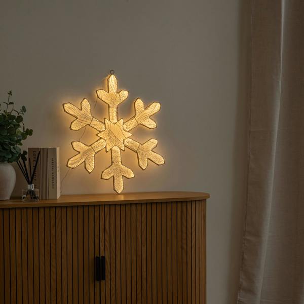 Samuel Alexander 60cm Gold Light up Snowflake Christmas Decoration with Warm White LEDs