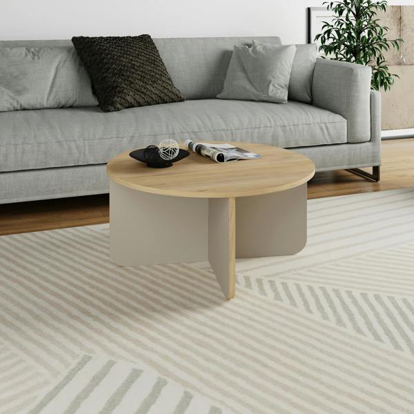 Decortie Hillary Modern Round Soft Coffee Table 80cm Circle Centre Table Curved Design Legs for Living Room,Office