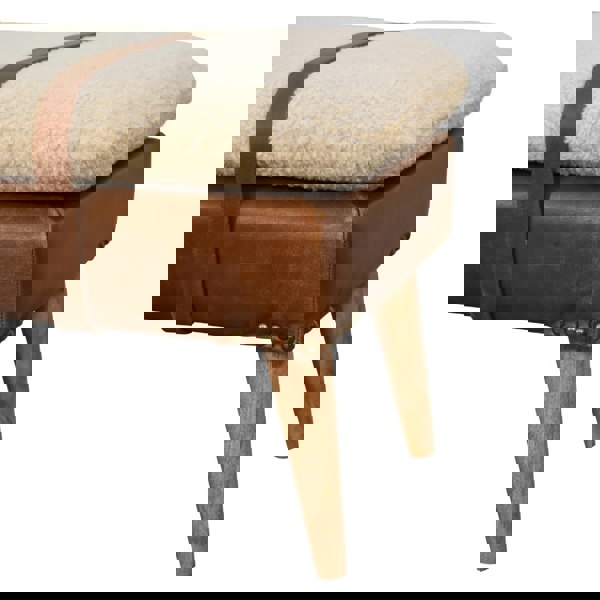 Artisan furniture Solid Wood BouclÃ© Buffalo Hide Leather Bench