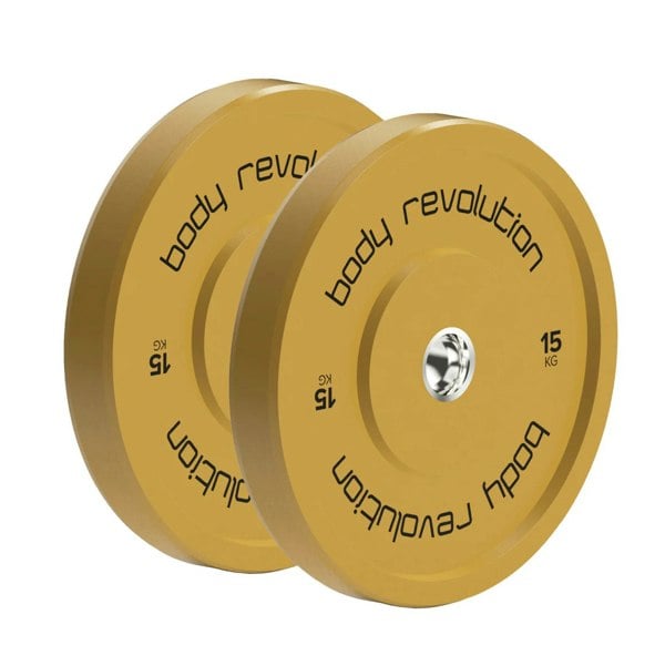 Body Revolution 2 x 15Kg Yellow Olympic Bumper Plates