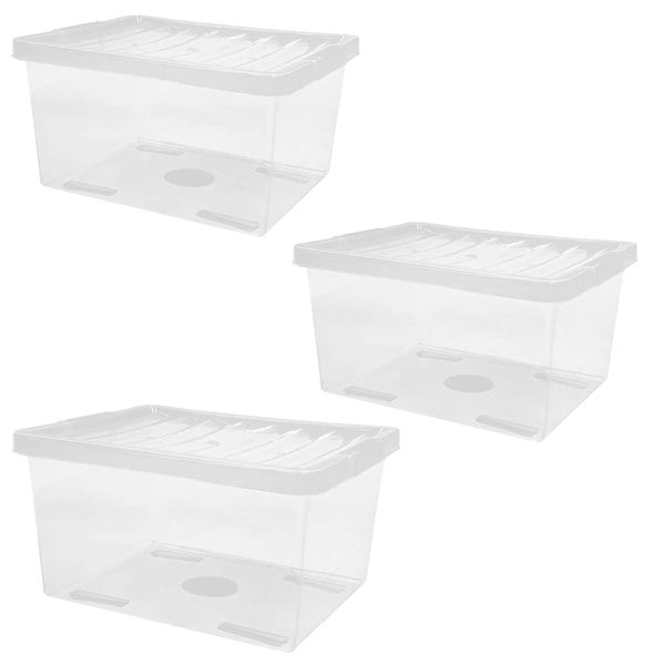1 x Heavy Duty Multipurpose 27 Litre Home Office Clear Plastic Storage Container With Lid