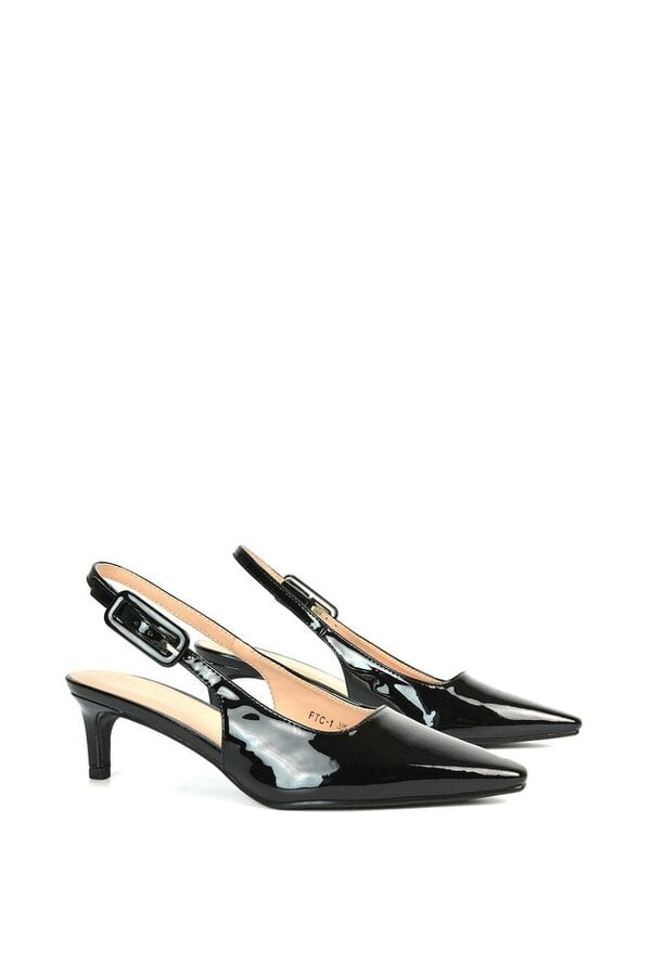 XY LONDON Kitten Heel Court Shoes With Slingback