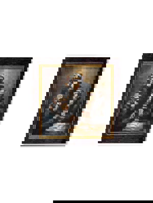 Exceptional Art The Card-Playing Chimps - Oxford Square Frame