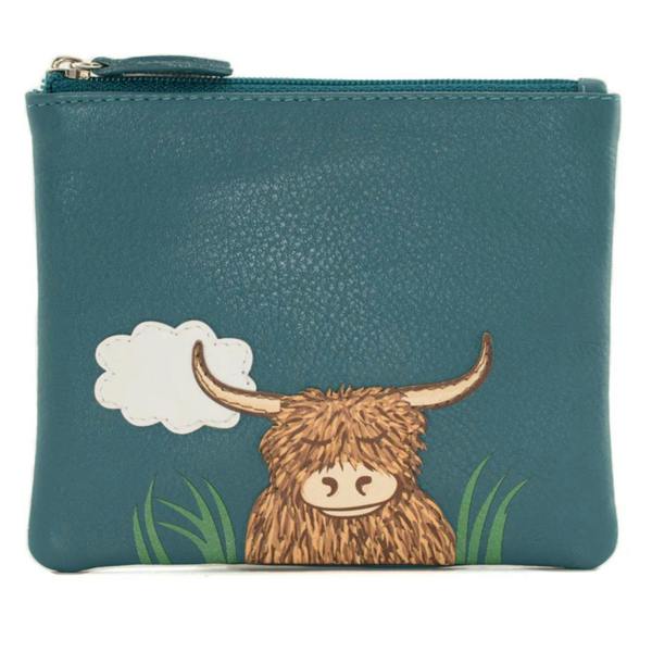 Mala Leather Bella Highland Cow RFID Leather Coin Purse