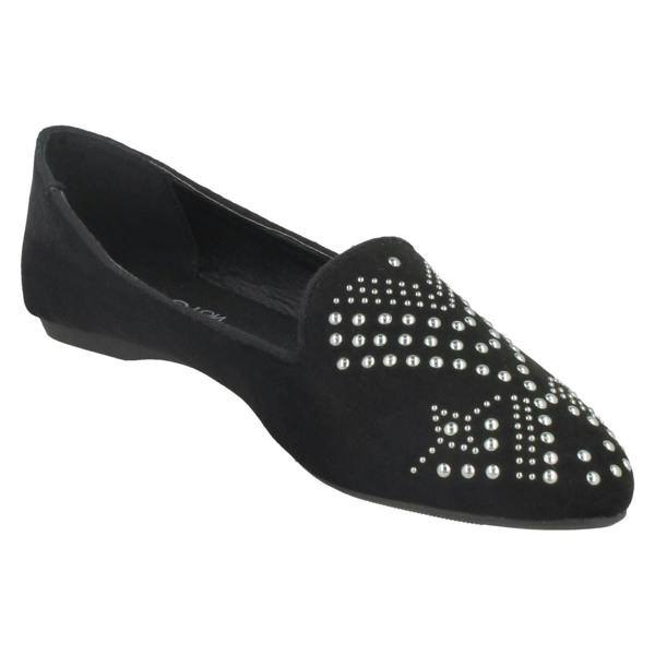 Spot On Ladies Spot On Flat Slipper Cut Ballerinas