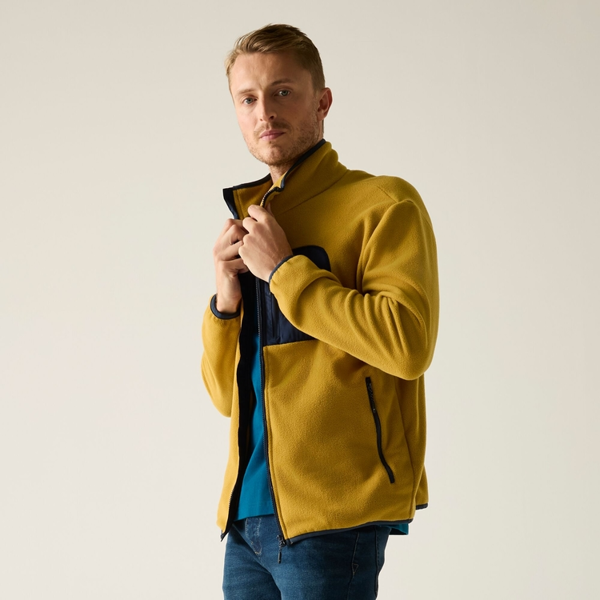 Regatta Mens Frankie Full Zip Fleece Jacket - Wood Brown/Navy