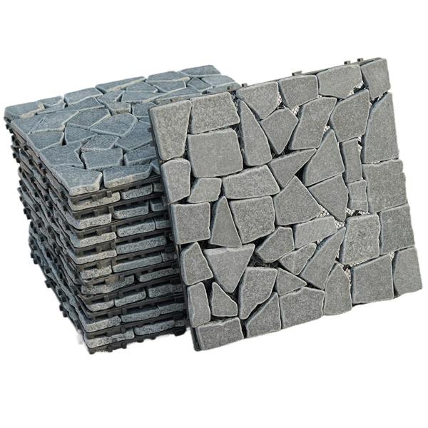 Gr8 Garden Grey Stone Effect Interlocking Deck Tiles 11 Piece Set