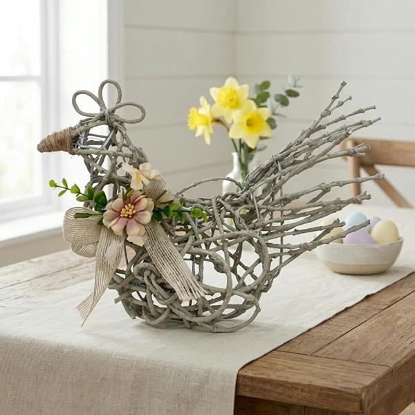 Garden Greatness Farmhouse Willow Chicken Sculpture