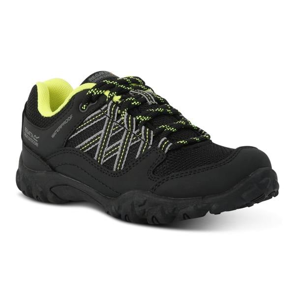 Regatta Childrens/Kids Edgepoint Waterproof Walking Shoes - Black/Lime Punch - 