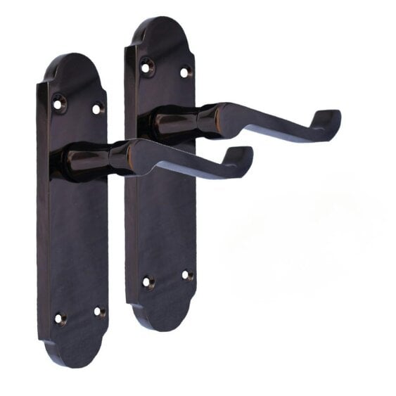 EDH Door Hardware Black Nickel Door Handles – Victorian Scroll Lever Latch Handles – 1, 4 or 6 Pairs – Handle Only or with Tubular Latches - 1 PAIR OF HANDLES