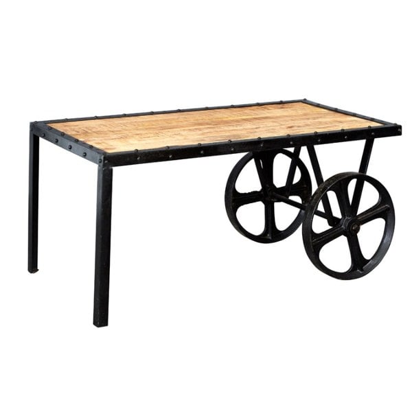 IH Design Herica Industrial Vintage Mintis Cart Coffee Table