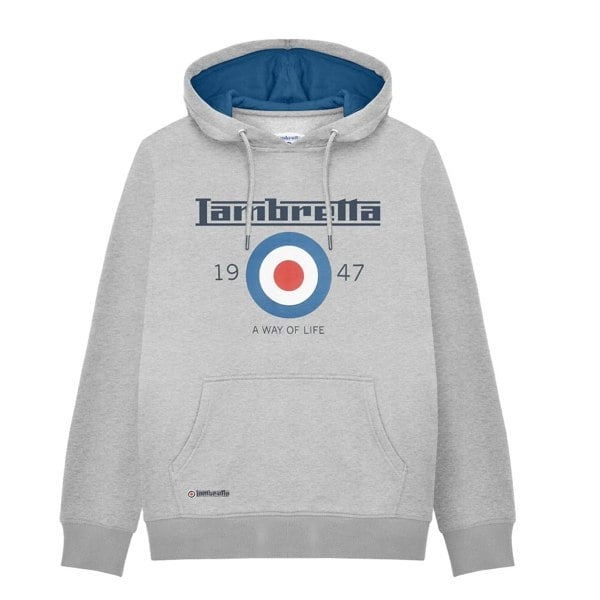 Lambretta Mens AW24 Target Hoodie - Grey Marl