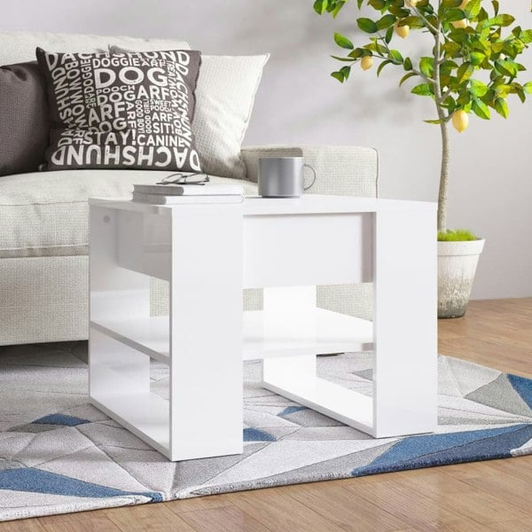 Berkfield Coffee Table High Gloss White 55.5x55x45 cm Engineered Wood