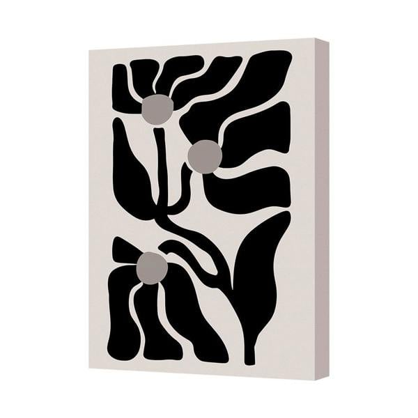 Benjamin Tate Design Abstract Black Floral Canvas Wall Art Print On Deep Wooden Frame