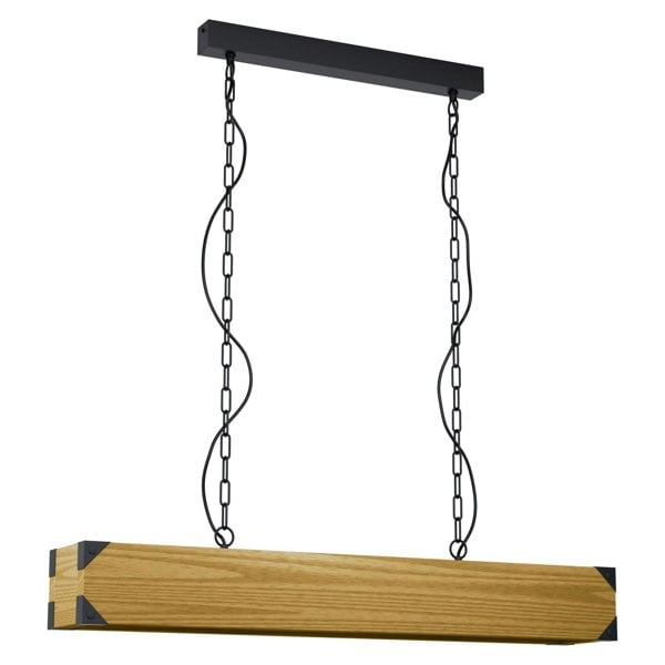 Hanging Ceiling Pendant Light Wood Box 4x 40W E27 Kitchen Island Table Lamp Loops