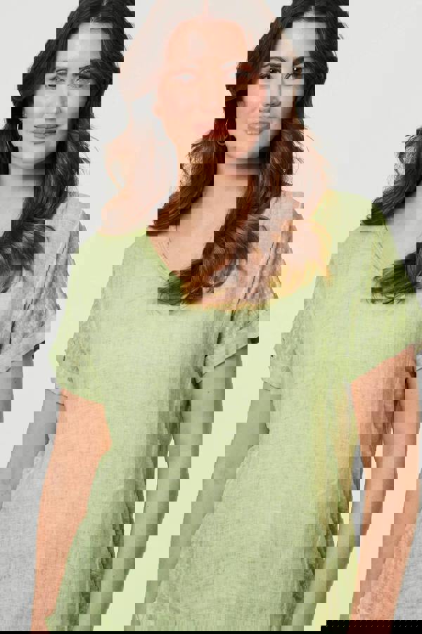 Green | Relaxed Short Sleeve Scoop Neck Top