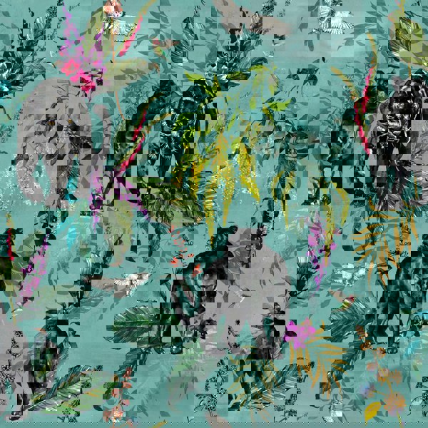 Deadly Night Shade in LITHIUM Turquoise Blue Black Fabric & Wallpaper Tile