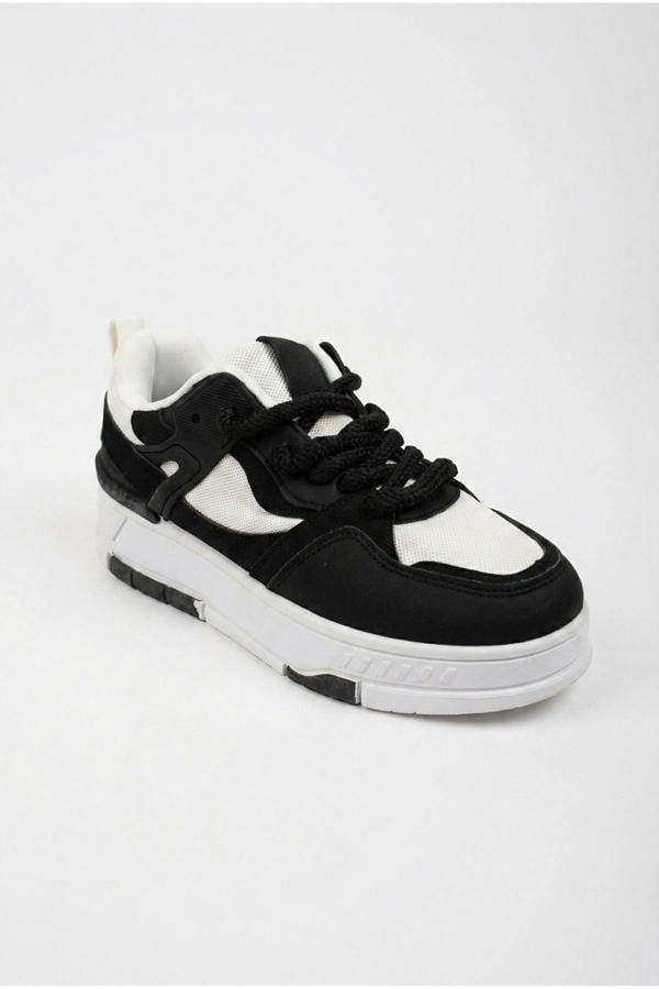 Genevieve Monochrome Chunky Sole Trainers - Black