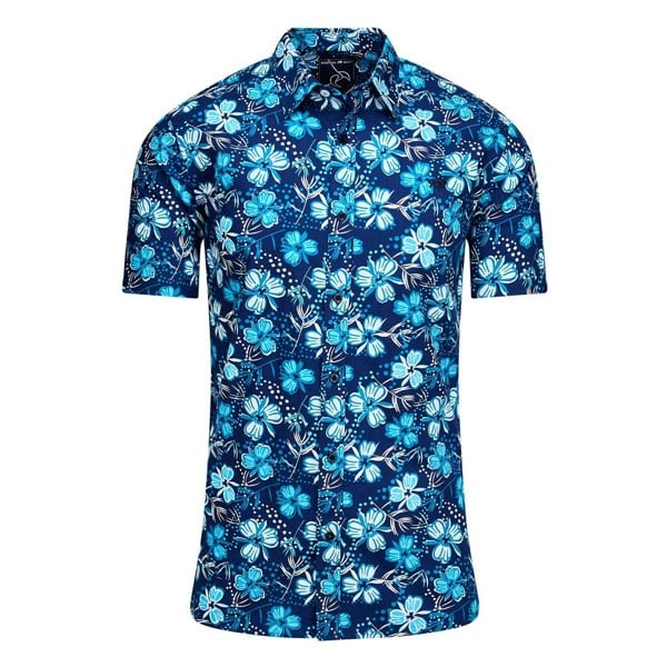 Raging Bull Mens Blossom Short-Sleeved Shirt - Navy