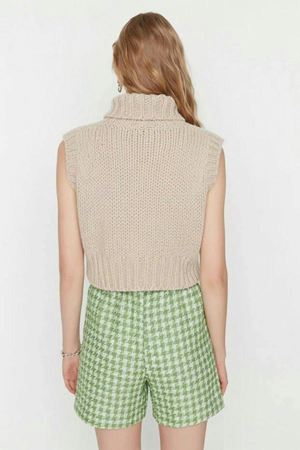 WOVCOR Crop Turtleneck Knit Sweater