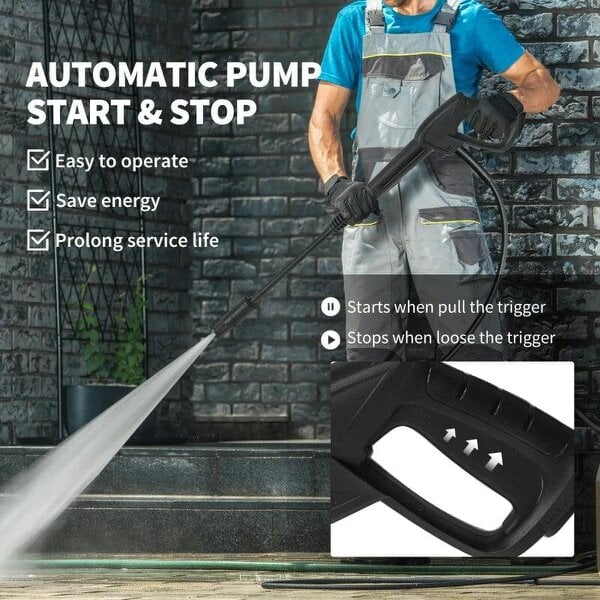 2200W High Pressure Washer, 170 Bar Pressure Washer with Adjustable Nozzle and 6M Hose, 33 x 31.5 x 80.5 cm, Yellow