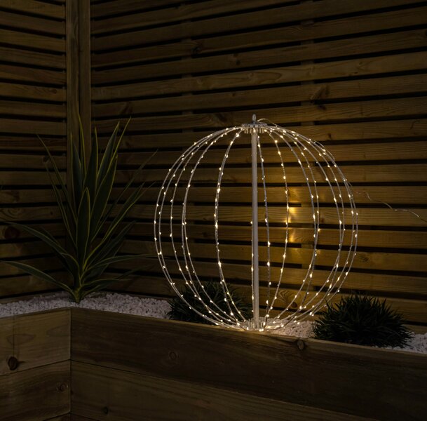 Samuel Alexander 50cm White Metal Folding Christmas Ball with 256 Warm White LEDs