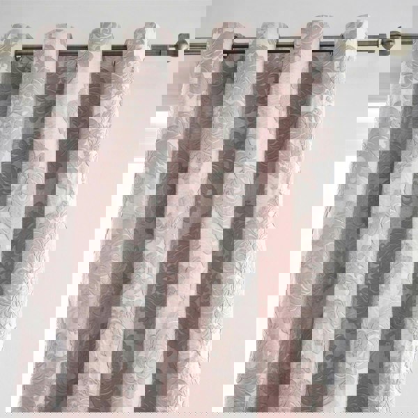 Catherine Lansfield Rococo Jacquard Fully Lined Eyelet Curtains Blush