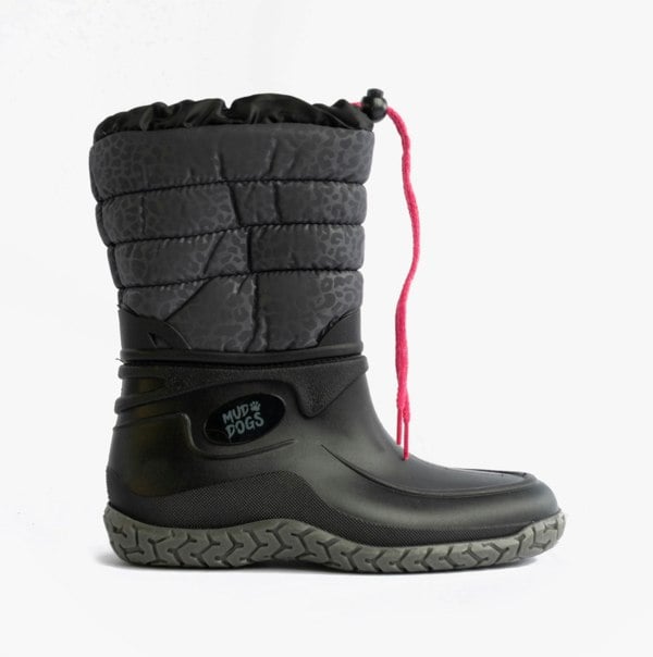 Mud Dogs NORDIC Womens Snow Boot Boots,Wellingtons (Womens) Black/Leopard