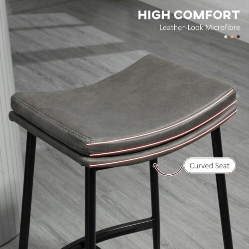 Wyld Haus Ralura Microfiber Grey Industrial Breakfast Bar Stools Set Of 2 With Curved Seat