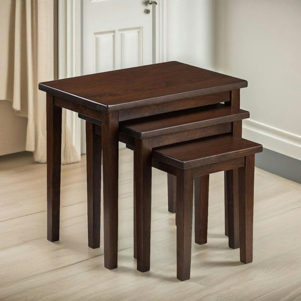 Rafaelo Mobilia Set of 3 Mahogany Nesting Tables Dark Brown