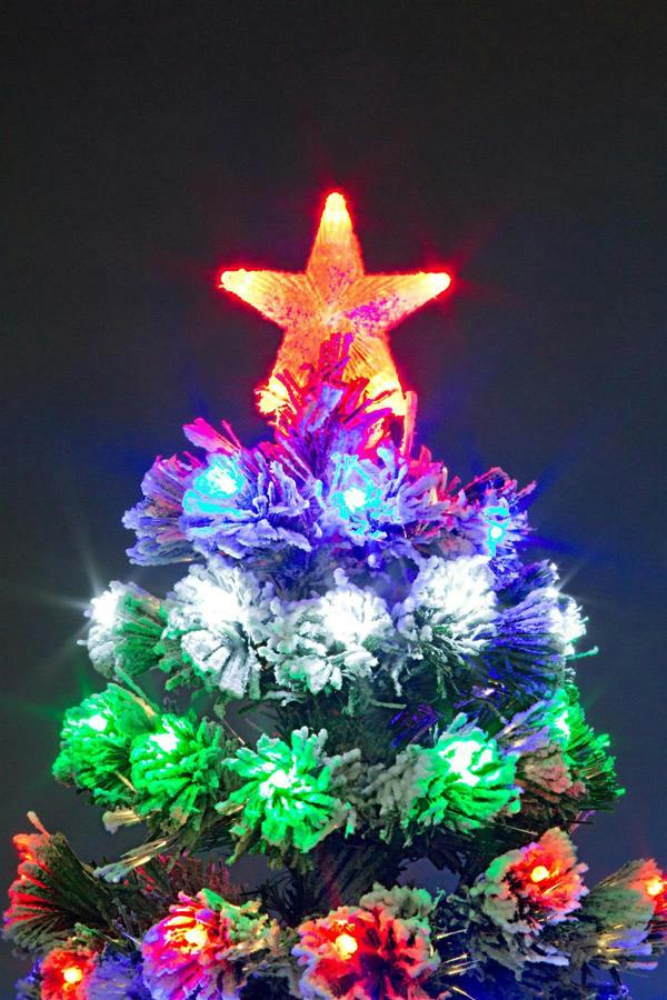 2ft to 6ft Frosted Tips Fibre Optic Christmas Trees with 8 Light Modes, PVC Green Tips image 1