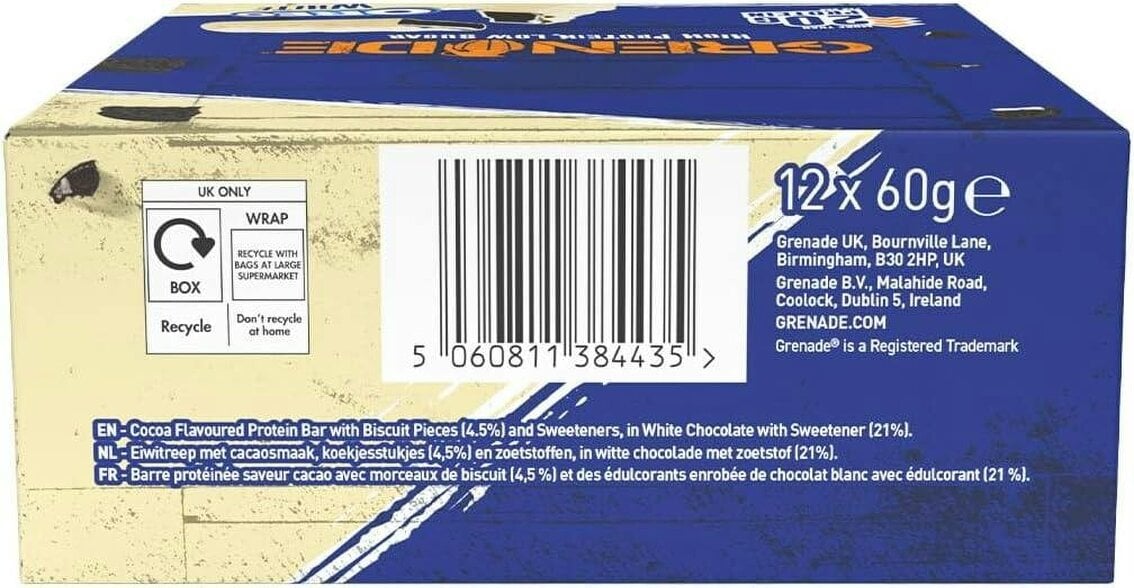 Grenade OREO White Protein Bar - High Protein, Low Sugar, 12 x 60 g
