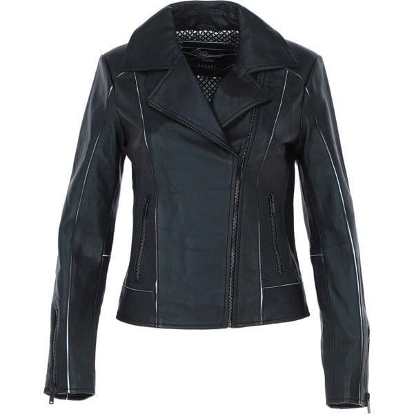 Genuine Leather biker Jacket with Zippered Pockets: AWL-621