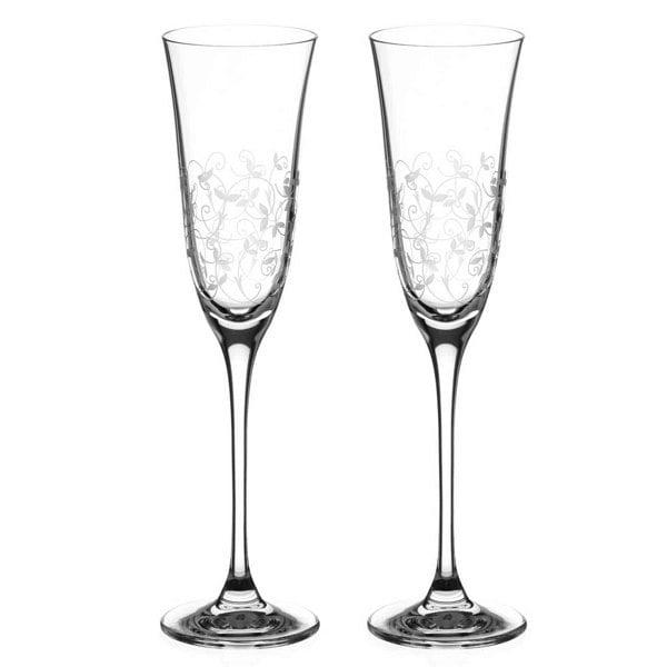 Diamante Floral Collection Champagne Flutes - Set of 2