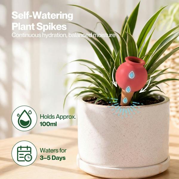 TOQUE 8 Pack Terracotta Self Watering Spikes Plant Automatic Watering Globes