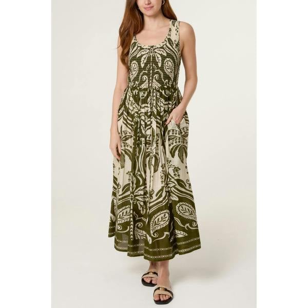 Blue Vanilla Sleeveless Shirred Dress