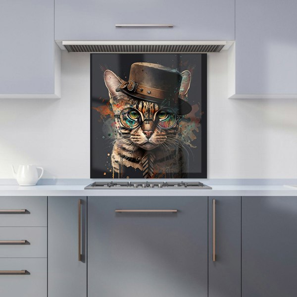 Warren Reed - Designer Bengal Cat With Glasses Kitchen Splashback