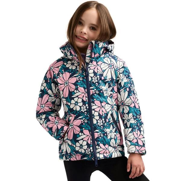 Trespass Girls Marla Flowers Waterproof Jacket - Sapphire Blue - 