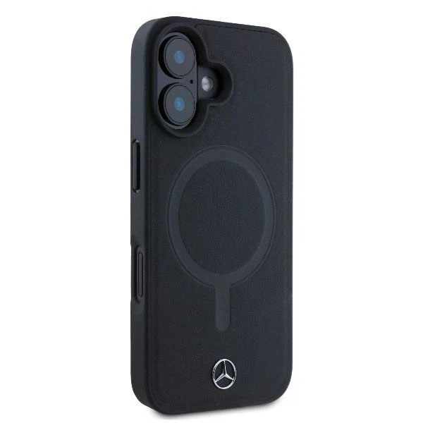 Mercedes Hard Textured and Plain Smooth Leather Case with MagSafe for iPhone 16 6.1" Black  - MEHMP16S23RBARK