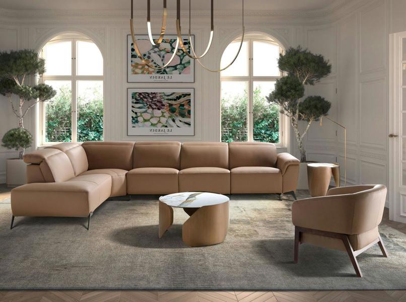 Angel Cerdá Modular corner recliner sofa in brown leather 6280/6281