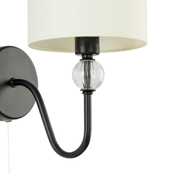 Happy Homewares Sleek Bedside Wall Light in Matte Black with Pull Switch and Shade
