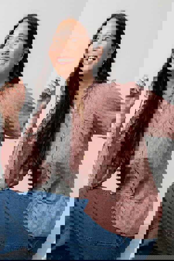 Lily & Me Wayfaring Textured Jacquard Blouse Antique Rose