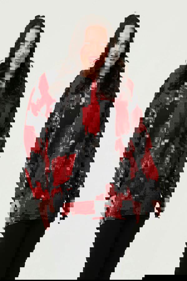 Red | Curve Abstract Knit Long Sleeve Jumper