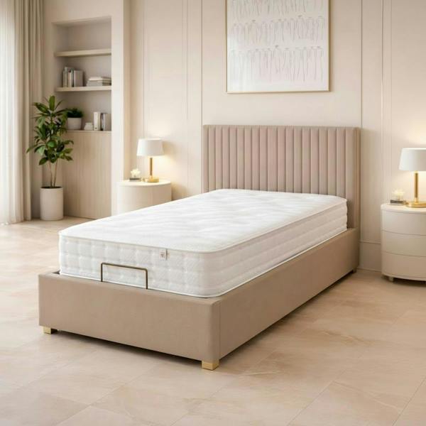 Paradise Beds Pannel line Mobility Bed with Mattress and Headboard Black