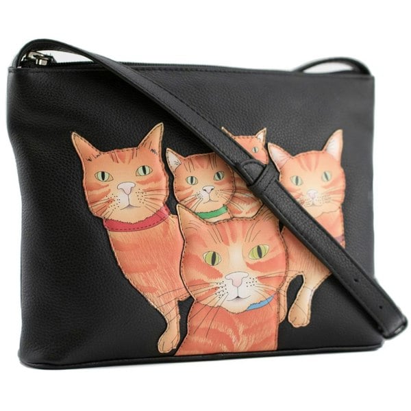 Mala Leather Kitty Crew Small Leather Cross Body Bag with Ginger Cat Appliqué