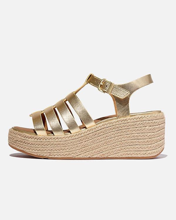 FitFlop PlatFForms Womens Espadrille Wedge Fisherman Sandals - Platino 675 | CHO | Designer Womens Sandals